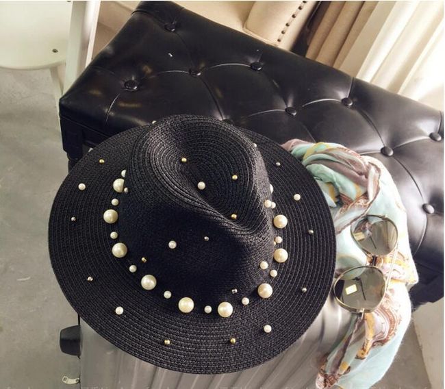 Slaměný klobouk s perličkami - 4 varianty 1