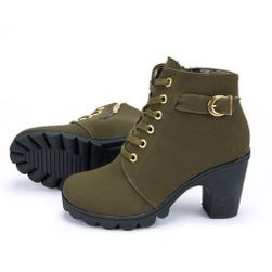 Dámske jesenné topánky na podpätku - zelené, Veľkosti topánok: ZO_236973-36