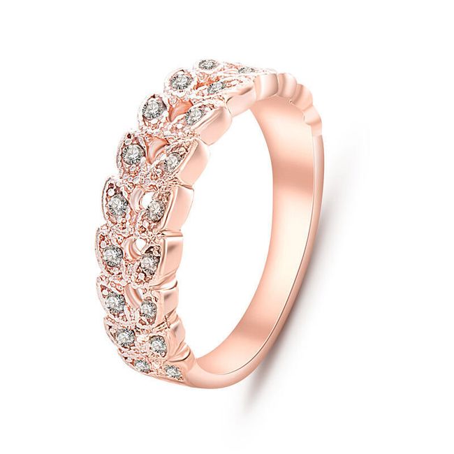 Prsten sa rhinestones u ružičastom zlatu 1
