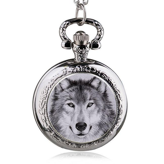 Zegarek kieszonkowy z motywem wilka - 8 wariantów 1
