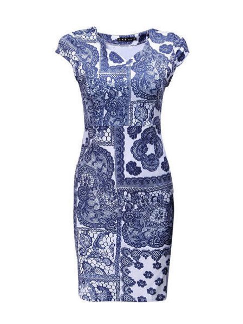 Modré vintage šaty s květinovým vzorem 1
