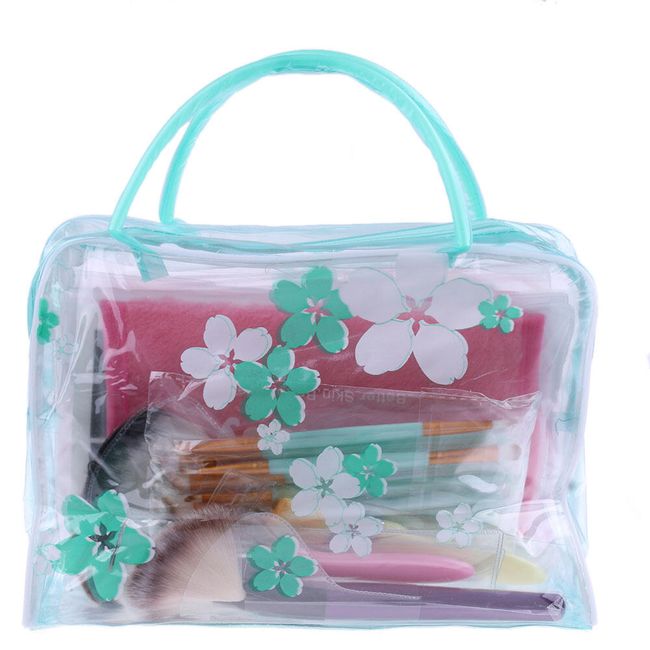 Пътническа козметична чанта с цветя 1