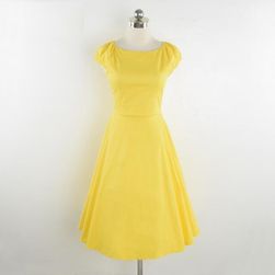 Vintage šaty s krátkým rukávkem - Žlutá - velikost č. 4