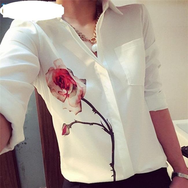 Damska biała koszula z różą - różne rozmiary 1