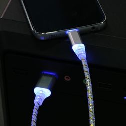 Világító micro USB adatkábel - 1 m - 5 szín