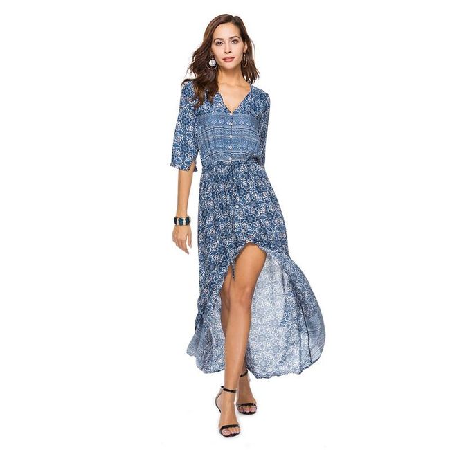 Dlouhé šaty na léto v modré barvě - 4 velikosti 1