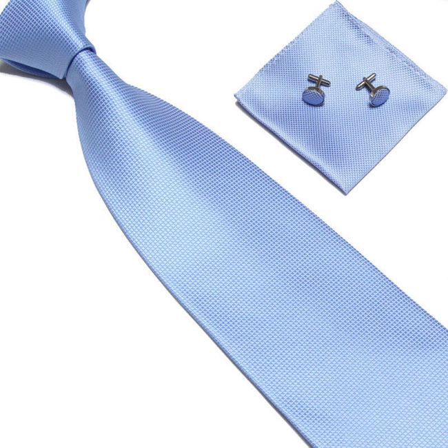 Cravată cu batistă și butoane - 15 culori 1