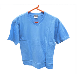 Damska koszulka z dekoltem w szpic - jasnoniebieski, Rozmiary XS - XXL: ZO_268292-S