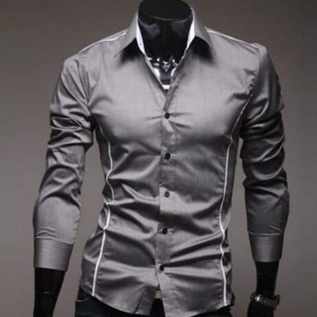 Pánská slim fit košile - šedá - velikost 5 1