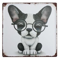 Tabliczka metalowa - pies w okularach