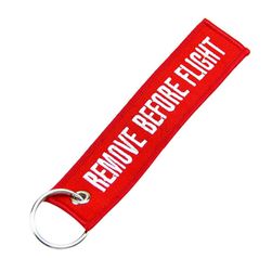 Přívěsek nejen na klíče v červené barvě – Remove before flight