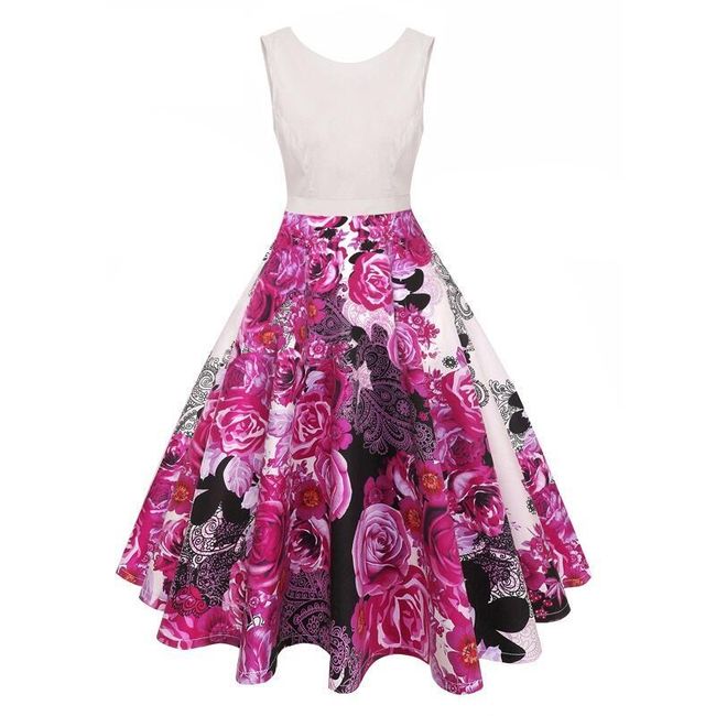 Sukienka vintage z kwiatową spódnicą 1