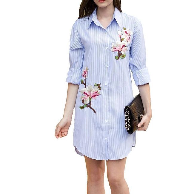 Rochie cămașă cu broderie florală - 2 culori 1