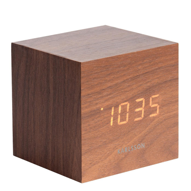 Ceas deșteptător digital cu LED-uri, din lemn, 6,5 x 6,5 cm ZO_186432 1