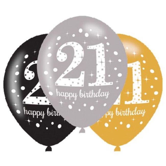 Nadmuchiwane balony urodzinowe Age 21 6szt ZO_256504 1
