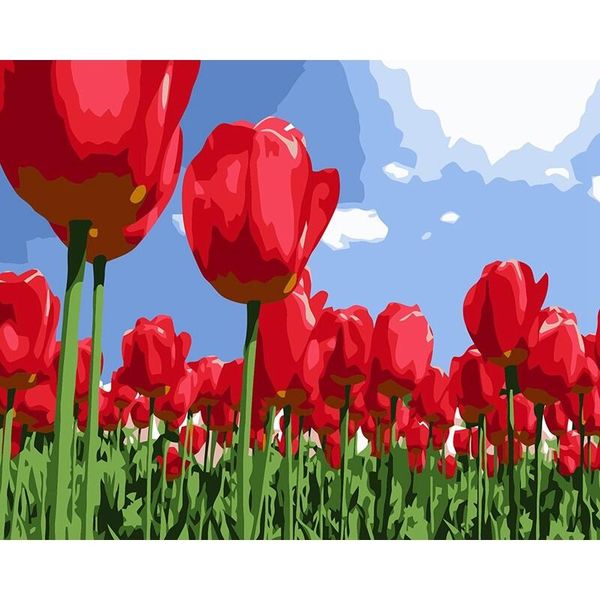 Slikanje po brojevima - crveni tulipani