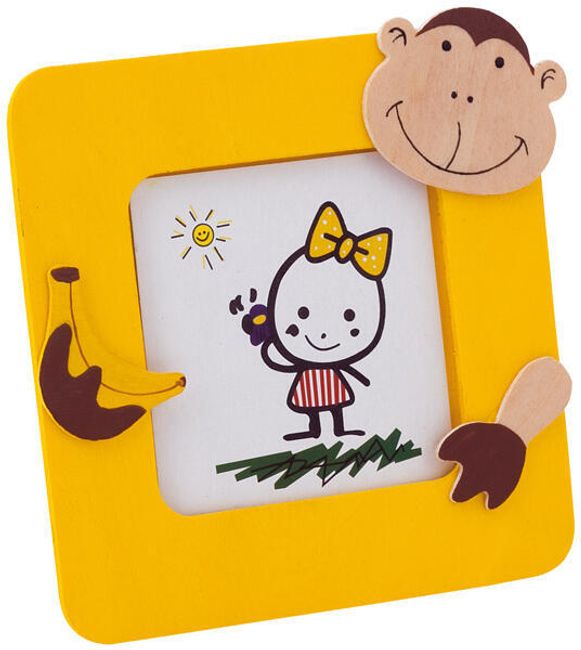 Detský drevený fotorámček - žltý 1