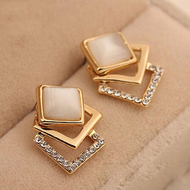 Elegantní náušnice se čtverci  - 3 x 2 cm 1
