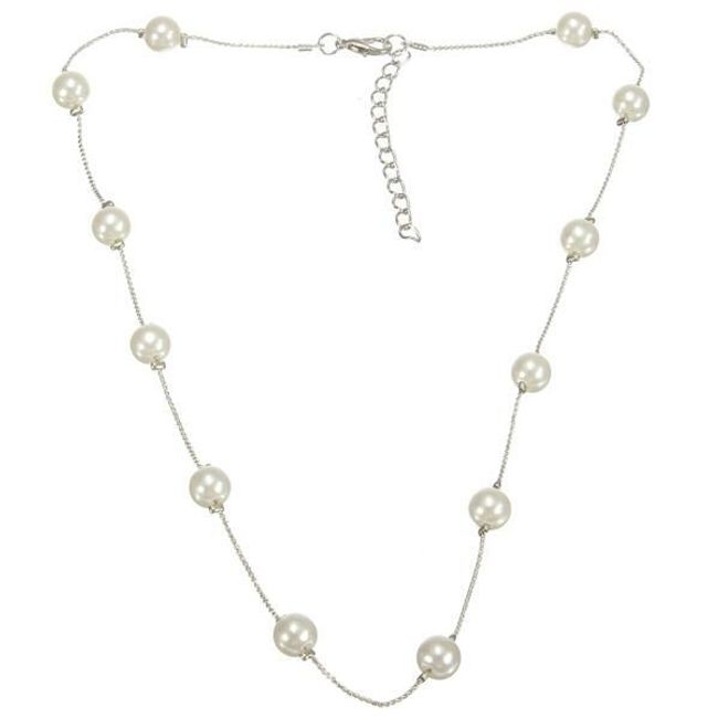 Náhrdelník s umělými perličkami ve stříbrné barvě 1