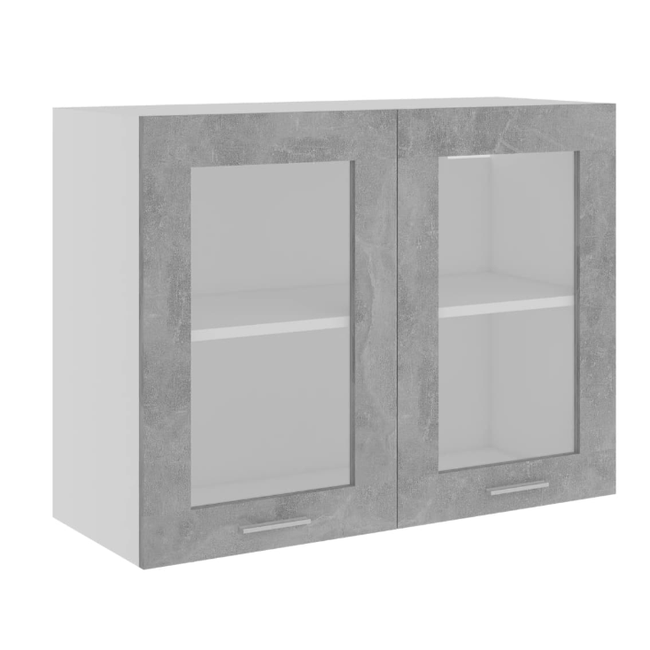 Horní skříňka prosklená betonově šedá 80x31x60 cm dřevotříska ZO_802533-A 1
