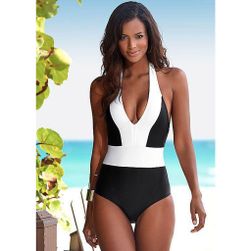 Ženski jednodijelni kupaći kostim s izrezom - bijeli, veličina 5, veličine XS - XXL: ZO_229416-XL
