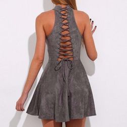 Kratka haljina s vezanjem na leđima - siva boja