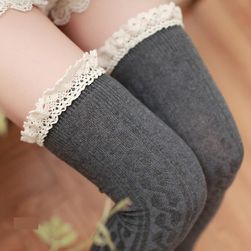 Visoke čarape s čipkastim obrubom - više boja