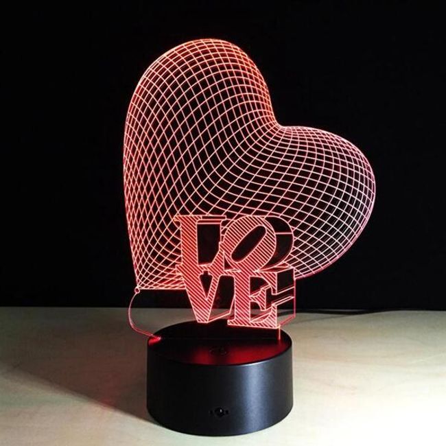 3D lámpa szív alakban 1
