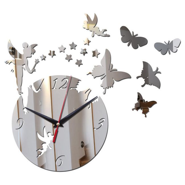 Zegar lustrzany z motylami - 3 kolory 1