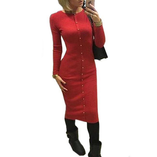 Ženska pletena haljina s gumbima - više boja 1