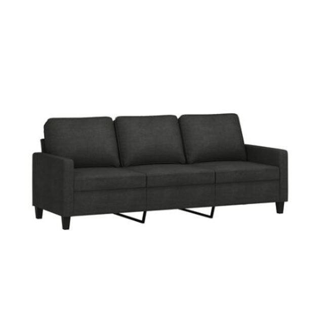 Sofa 3-osobowa czarna 180 cm tekstylna ZO_359175-A 1