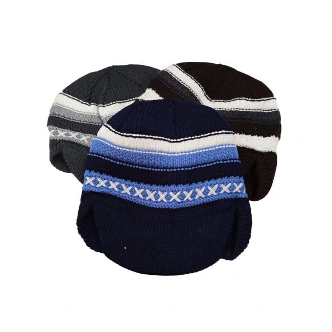Зимна шапка с козирка - райе, цвят: ZO_e8d4b75c-fe2b-11ee-b0a5-bae1d2f5e4d4 1