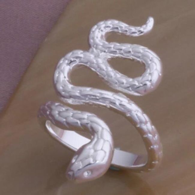 Prstýnek ve tvaru hada - stříbrná barva 1