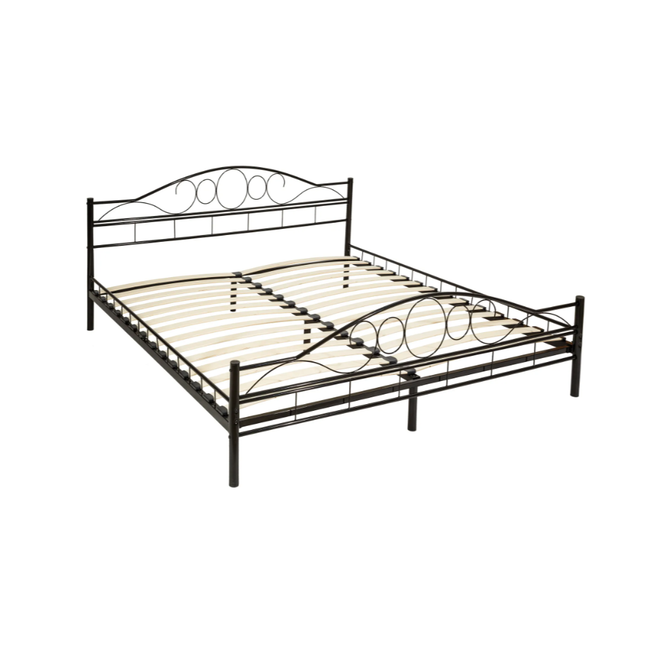 Kovová postel dvoulůžková Romance včetně lamelových roštů černá/černá 200 x 180 cm ZO_404516 1