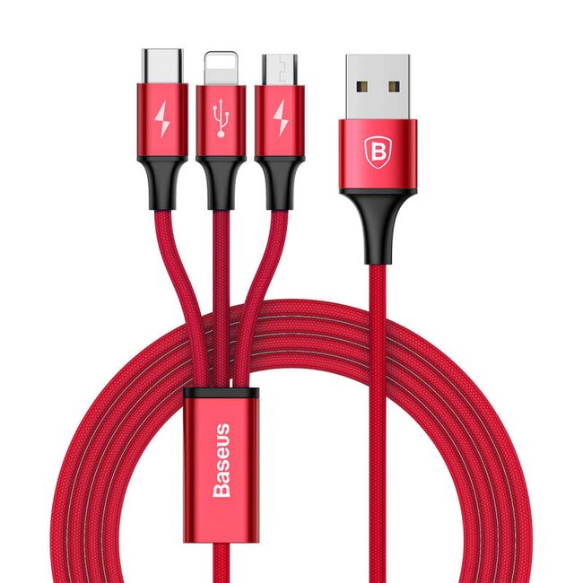 Многофункционален USB кабел за зареждане - 3 вида конектори в 1 1