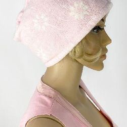 Turban de cap cu uscare rapidă, roz cu flori ZO_209975