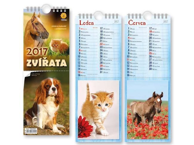 Nástěnný kalendář 2017 - pohlednice se zvířátky 1