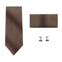 Készlet nyakkendő, mandzsettagombok és zsebkendő