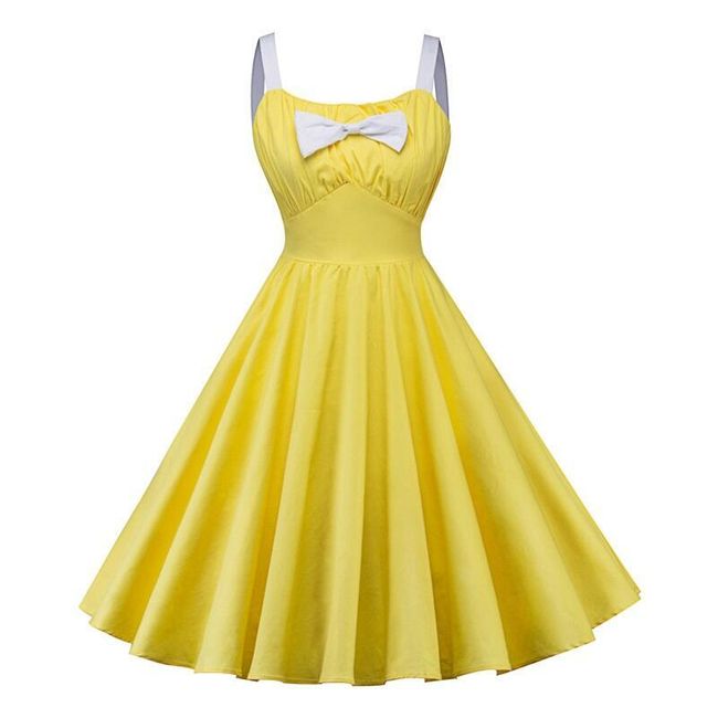 Елегантна жълта винтидж рокля 1