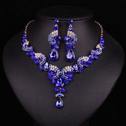 Luxusní set náhrdelníku a náušnic s kameny - mix barev