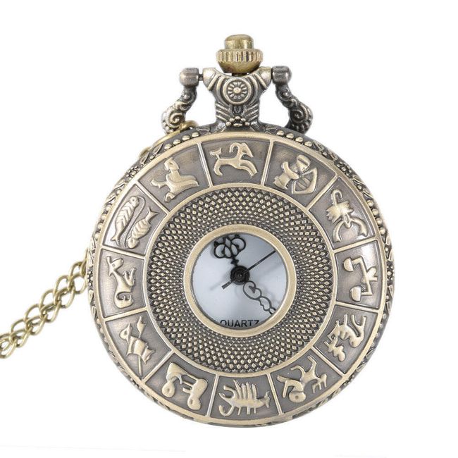 Zegarek kieszonkowy vintage ze znakami zodiaku 1