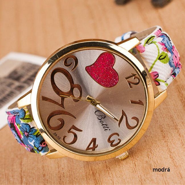 Romantické hodinky s květovaným páskem 1