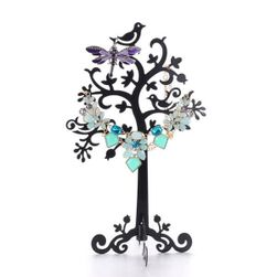 Stojak na biżuterię metalową - drzewo z ptakami