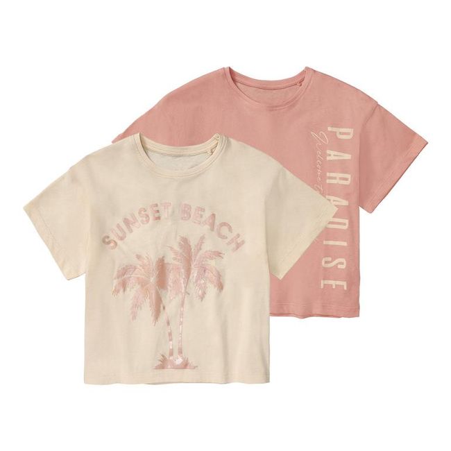 Pamučna majica kratkih rukava za djevojčice 2 kom (svijetlo ružičasta/breskva) ZO_9968-M6687 1