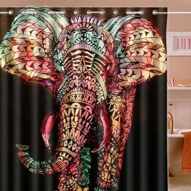 Sprchový závěs - barevný slon - 180 x 180 cm 1