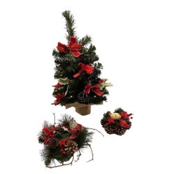 Set decorațiuni de Crăciun - brad, coroană și suport pentru lumânări ZO_197483