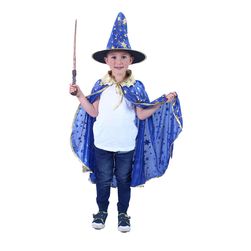 Pelerină și pălărie de vrăjitoare pentru copii / Halloween, albastru RZ_189775