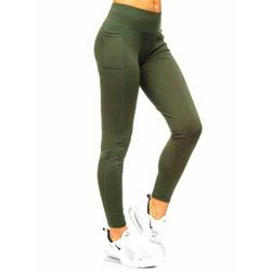 Bershka női pamut leggings, zöld bokagombos, XS - XXL méret: ZO_63432cde-f72f-11ee-9943-bae1d2f5e4d4