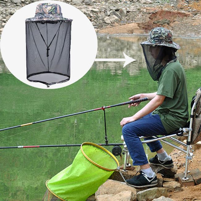 Рибарска шапка с мрежа против комари 1