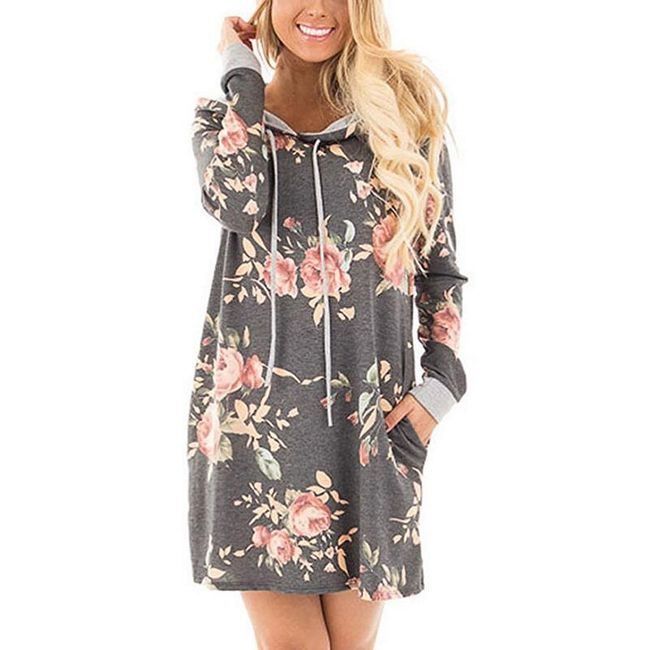 Rochie tip hanorac cu model floral 1